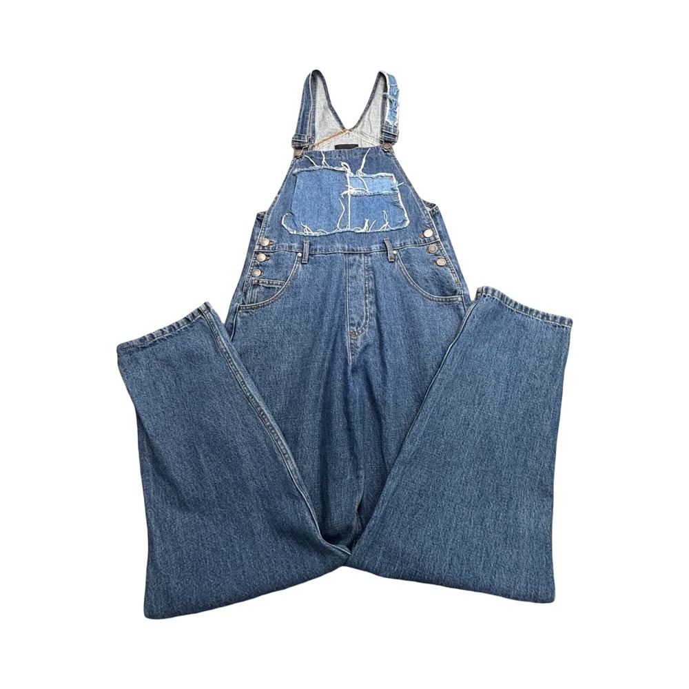 Zara Overalls Women S Medium Wash Patchwork Distressed Cotton Denim Boho